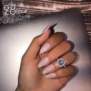 White Gold Cushion Diamond Engagement Wedding Eternity Diamond Band Ring